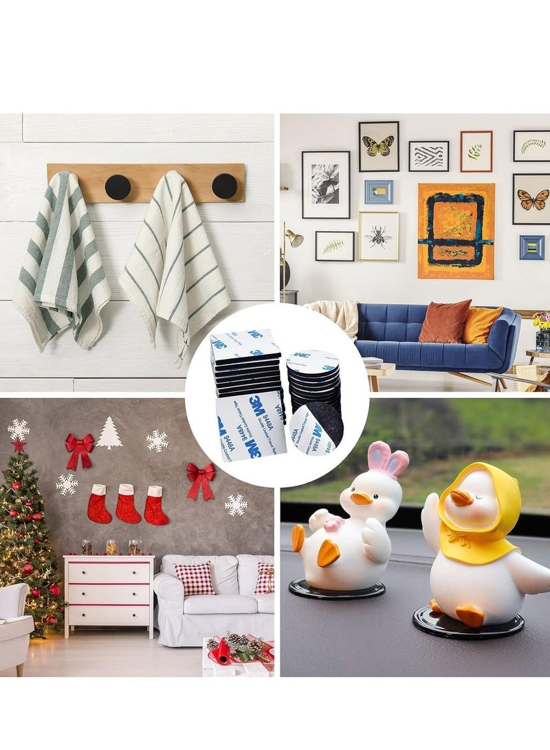 ثري ام ١٠٥ قطع من الشريط اللاصق مزدوج الجوانب، شريط لاصق مقاوم للماء، وسادة إسفنجية، شريط لاصق قوي، مناسب لتثبيت الصور، الجداريات، المصابيح، الخطافات، في المنزل، المكتب، المطبخ. مربع ٤٠×٤٠ مم، دائري ٢٥ مم، مستطيل ٤٠×٣٠ مم. - Image 5